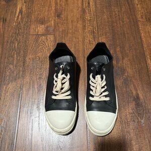 Rick Owens Black and Cream Sneakers